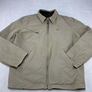 Vintage Lacoste Jacket Mens 48/3 Beige Reversible Cotton Chore Bomber Logo F8237